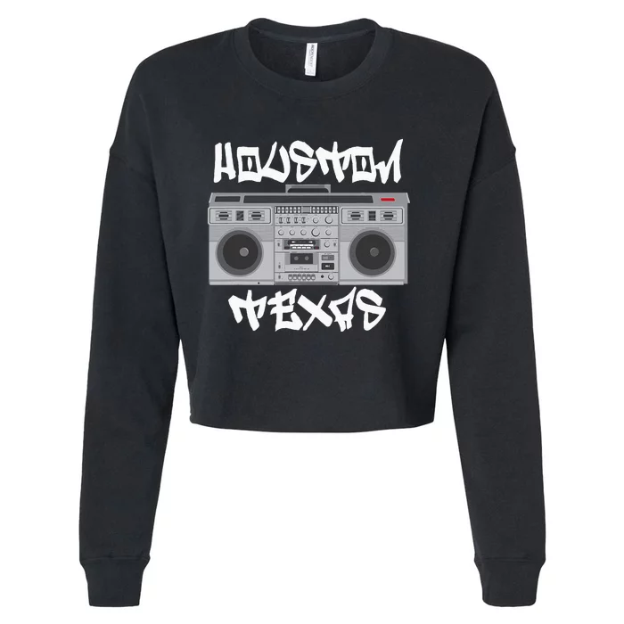 Houston Texas Boom Box Cropped Pullover Crew