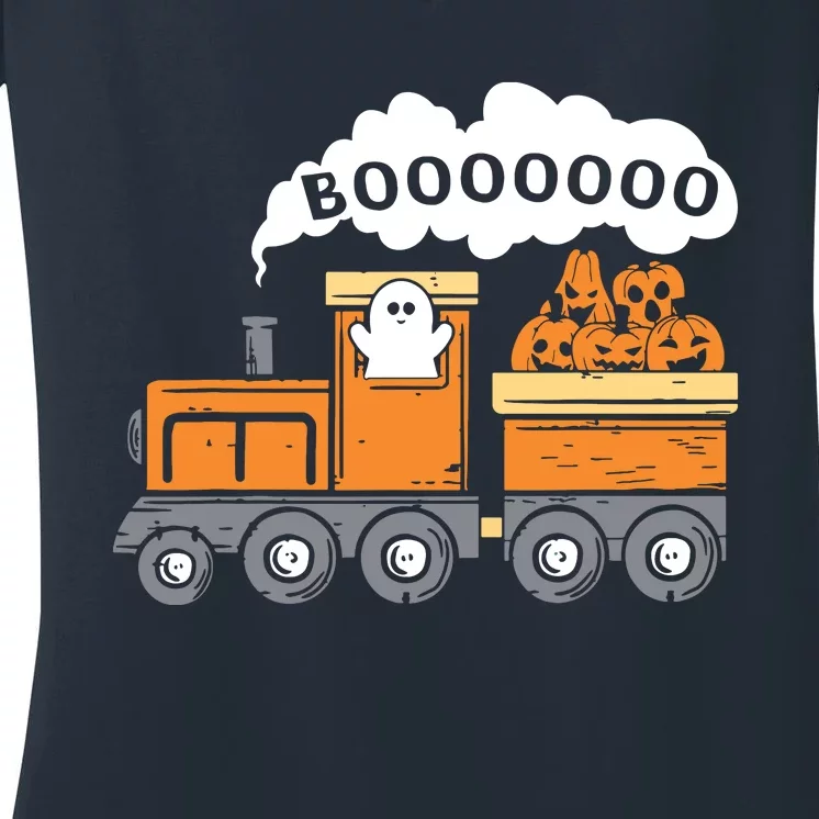 Halloween Train Boo Funny Ghost Pumpkin Kids Boy Women's V-Neck T-Shirt