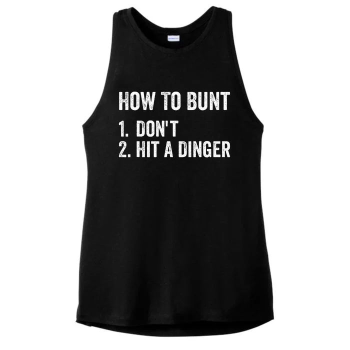 How To Bunt DonT Hit A Dinger Funny Baseball Softball Ladies Tri-Blend Wicking Tank