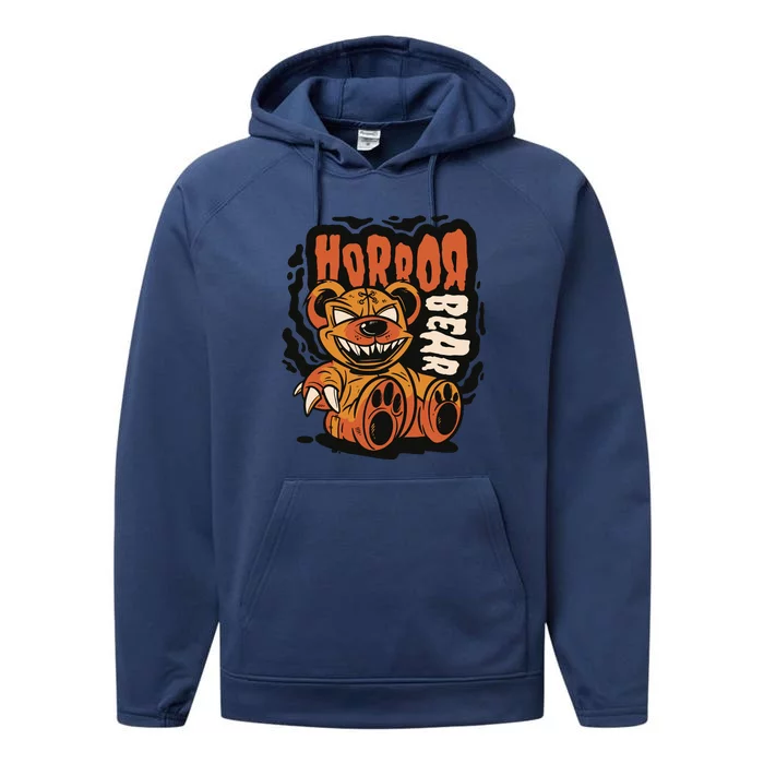 Horror Teddy Bear Performance Fleece Hoodie