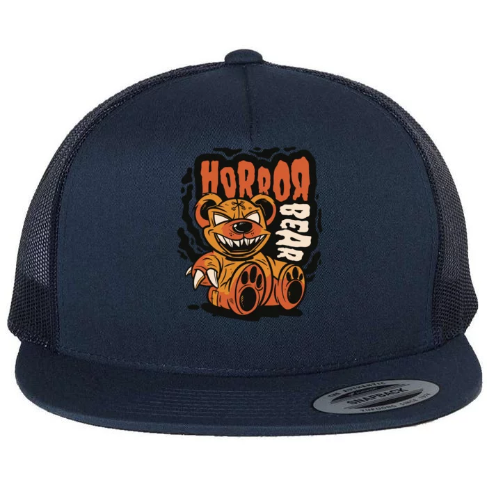 Horror Teddy Bear Flat Bill Trucker Hat