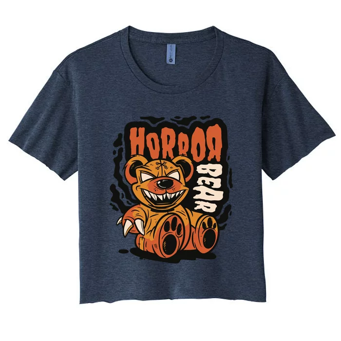 Horror Teddy Bear Women's Crop Top Tee