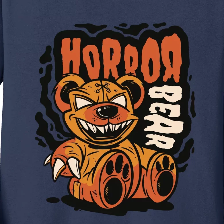 Horror Teddy Bear Kids Long Sleeve Shirt