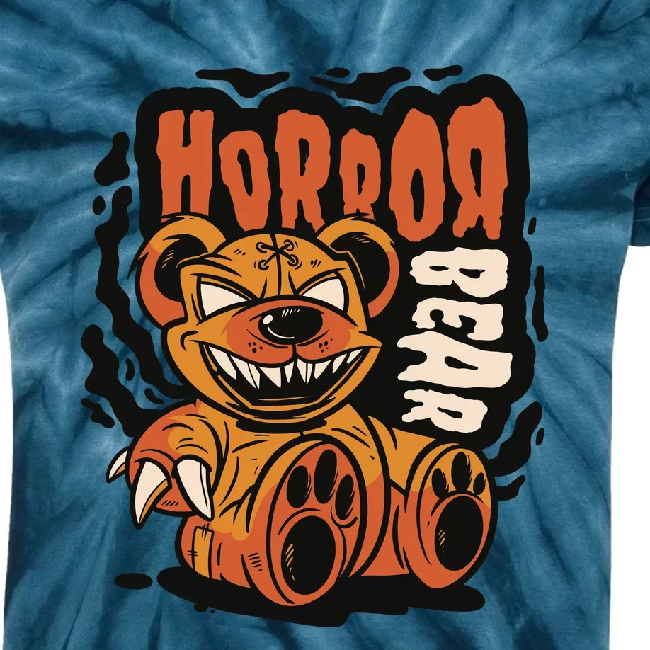 Horror Teddy Bear Kids Tie-Dye T-Shirt