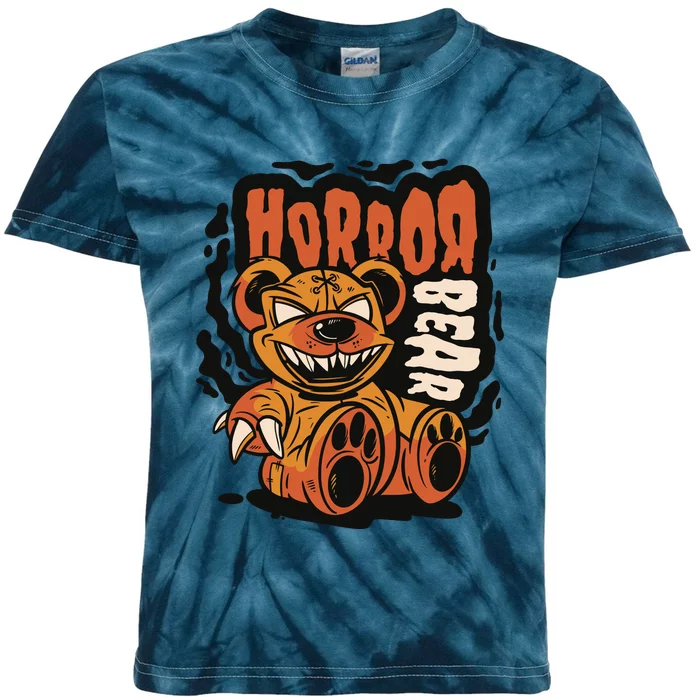 Horror Teddy Bear Kids Tie-Dye T-Shirt