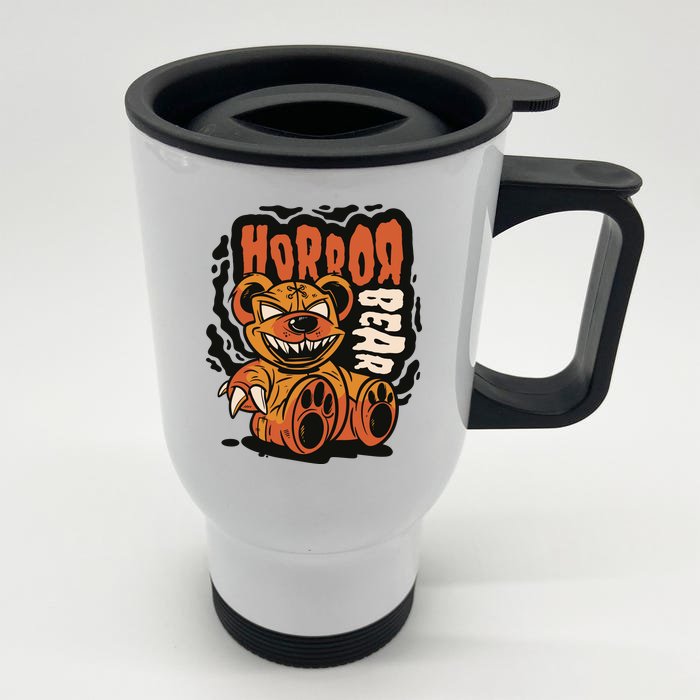 Horror Teddy Bear Front & Back Stainless Steel Travel Mug