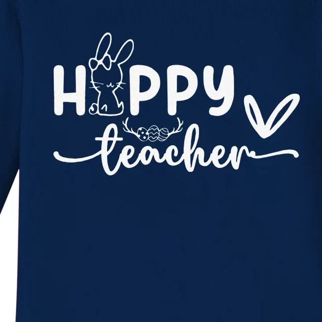 Hoppy Teacher Bunny Egg Cute School Easter Day Teacher Baby Long Sleeve Bodysuit