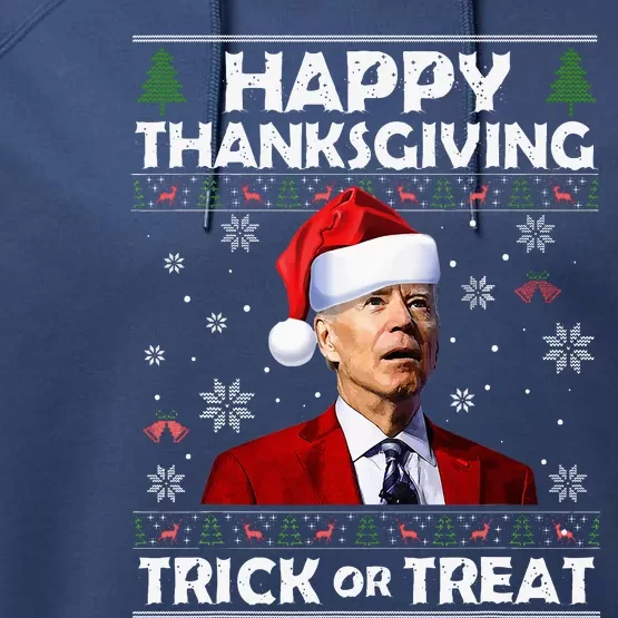 Happy Thanksgiving Biden Ugly Christmas Sweaters Performance Fleece Hoodie