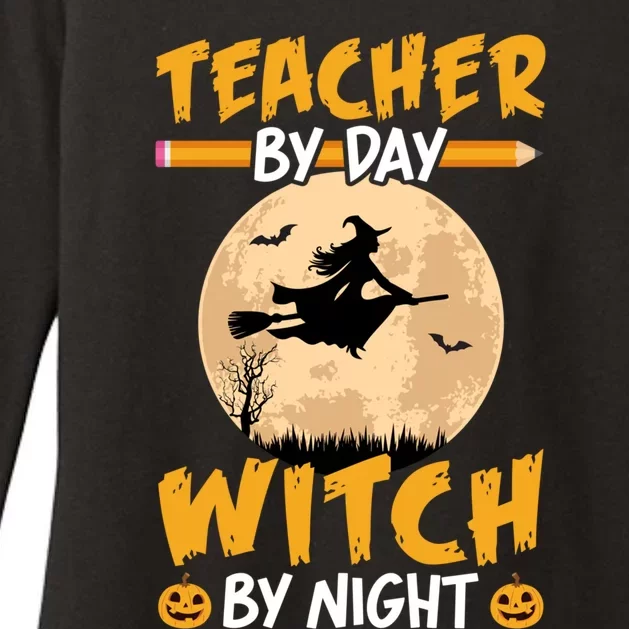 Halloween Teacher By Day Witch By Night Teach Pumpkin Funny Great Gift Womens CVC Long Sleeve Shirt