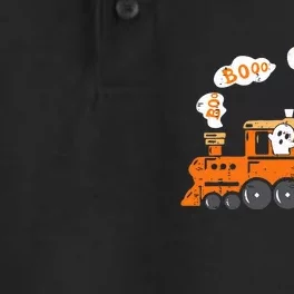 Halloween Train Boo Funny Ghost Pumpkin Dry Zone Grid Performance Polo