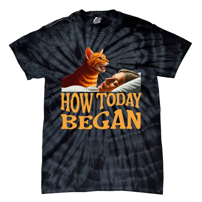 How Today Began Cat Woke Me Early Again Cat Alarm Tie-Dye T-Shirt