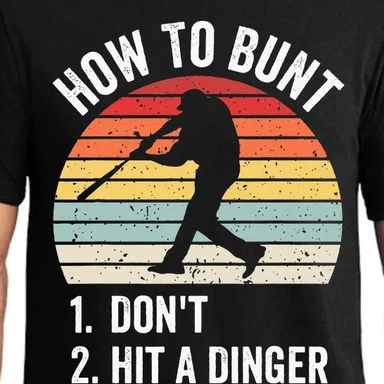 How To Bunt Dont Hit A Dinger Funny Baseball Player Pajama Set