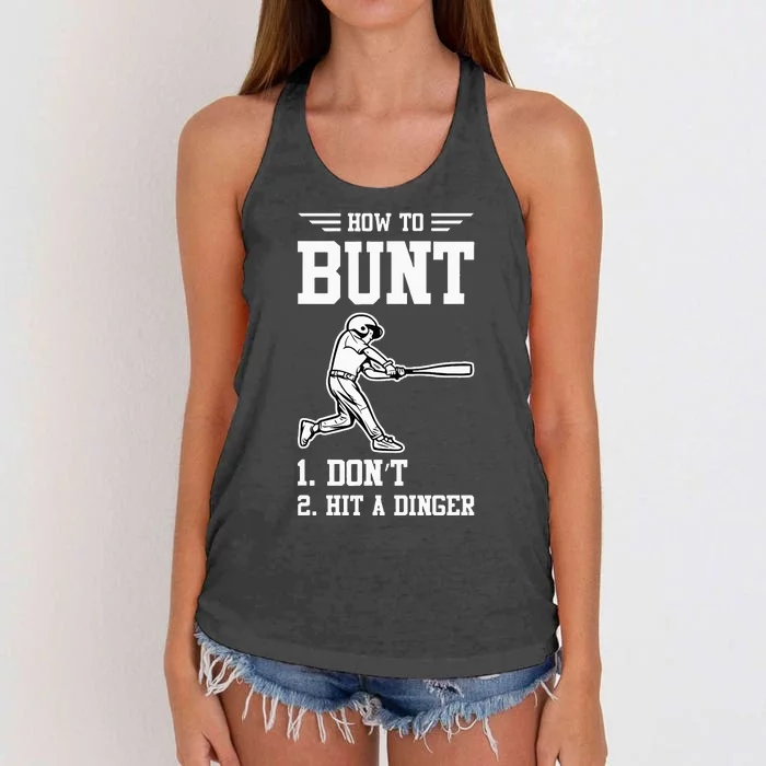 How To Bunt Batter Baseball Men Catcher Pitcher Women's Knotted Racerback Tank