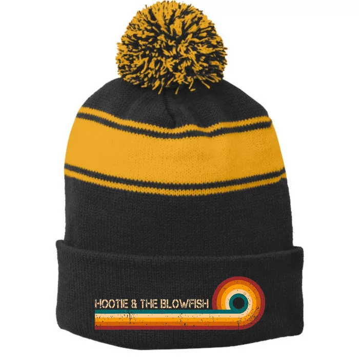 Hootie & The Blowfish Retro Stripes Musician Stripe Pom Pom Beanie