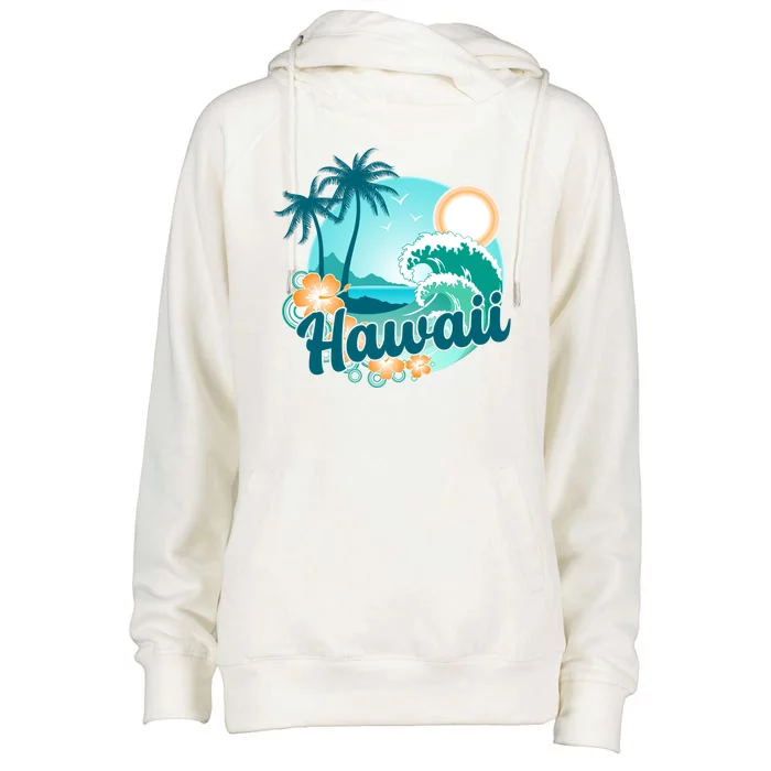 Hawaii Tropical Beach Palm Trees Womens Funnel Neck Pullover Hood