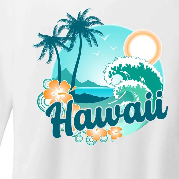 Hawaii Tropical Beach Palm Trees Womens CVC Long Sleeve Shirt