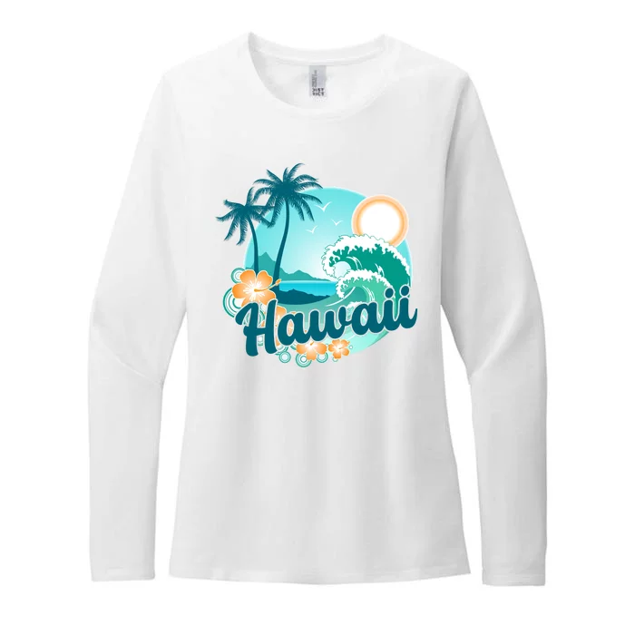 Hawaii Tropical Beach Palm Trees Womens CVC Long Sleeve Shirt