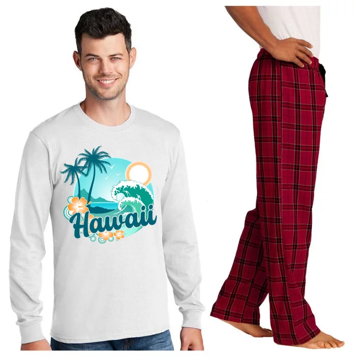 Hawaii Tropical Beach Palm Trees Long Sleeve Pajama Set