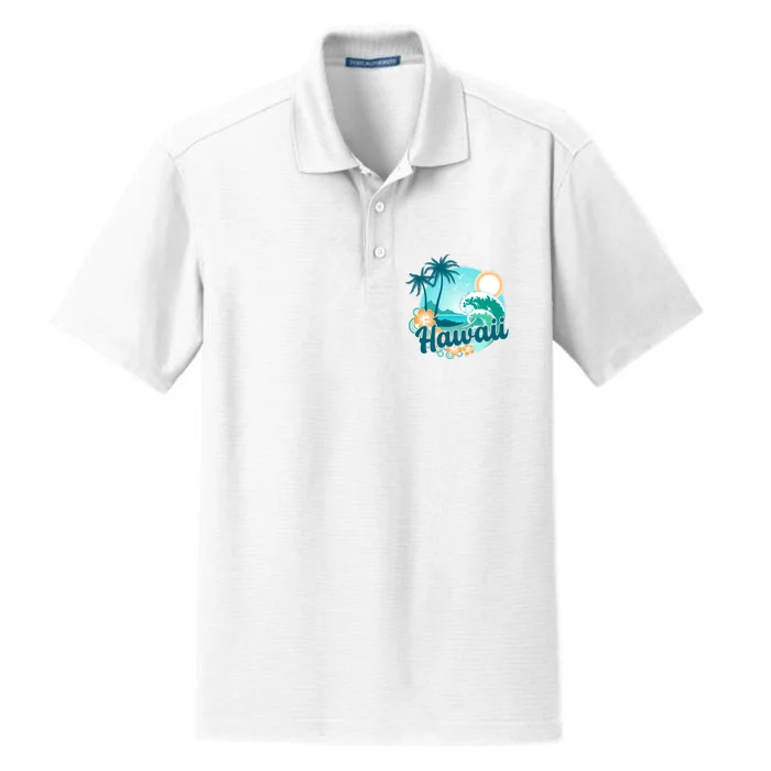 Hawaii Tropical Beach Palm Trees Dry Zone Grid Performance Polo