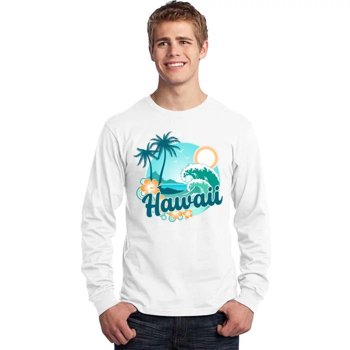 Hawaii Tropical Beach Palm Trees Tall Long Sleeve T-Shirt