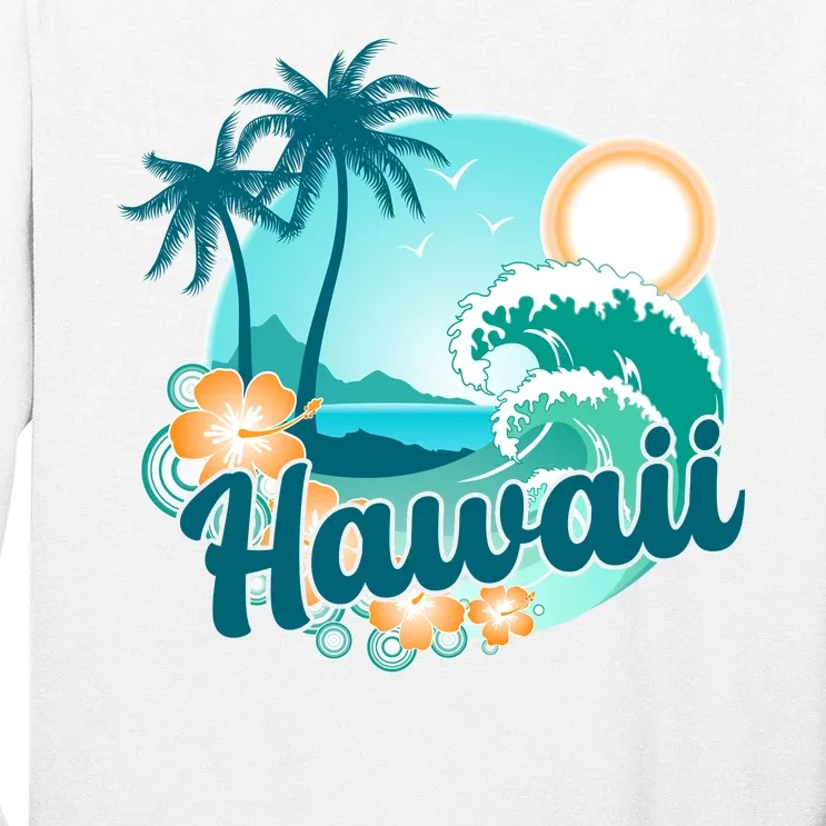 Hawaii Tropical Beach Palm Trees Tall Long Sleeve T-Shirt