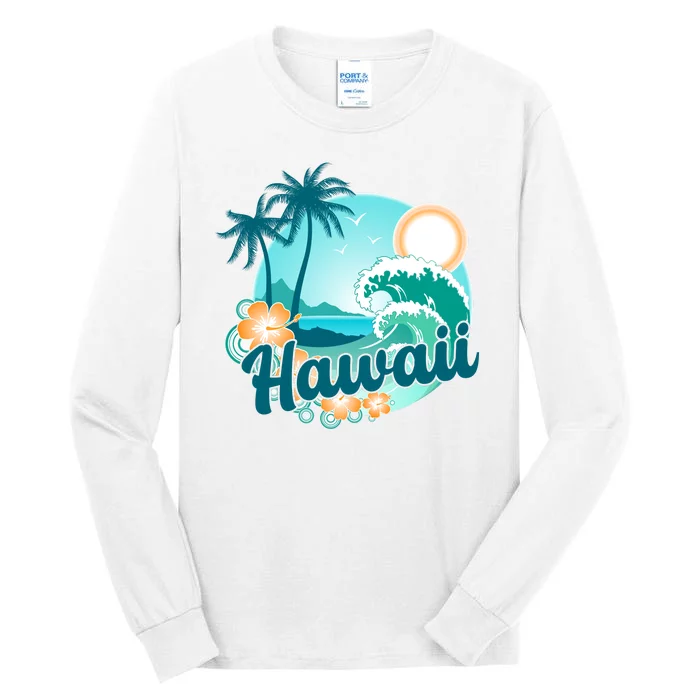 Hawaii Tropical Beach Palm Trees Tall Long Sleeve T-Shirt