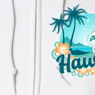 Hawaii Tropical Beach Palm Trees Full Zip Hoodie