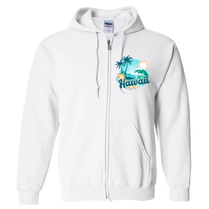 Hawaii Tropical Beach Palm Trees Full Zip Hoodie