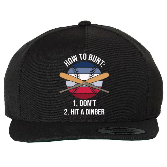 How To Bunt, Hit A Dinger Funny Baseball Gift For Player Sport Team Wool Snapback Cap