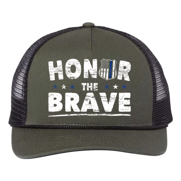 Honor The Brave For Cops Police Officer And Police Gift Retro Rope Trucker Hat Cap