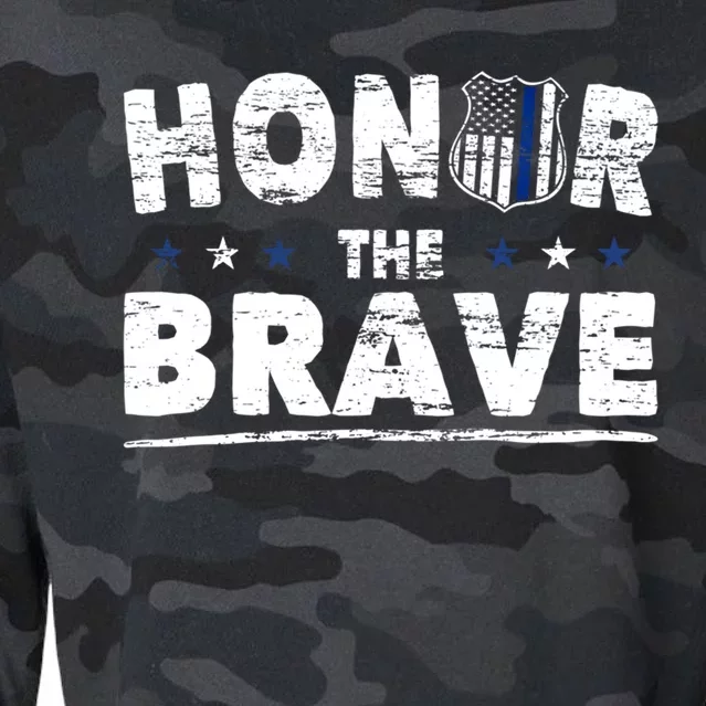 Honor The Brave For Cops Police Officer And Police Gift Cropped Pullover Crew