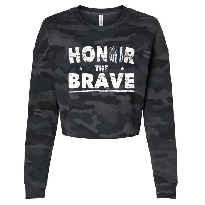 Honor The Brave For Cops Police Officer And Police Gift Cropped Pullover Crew