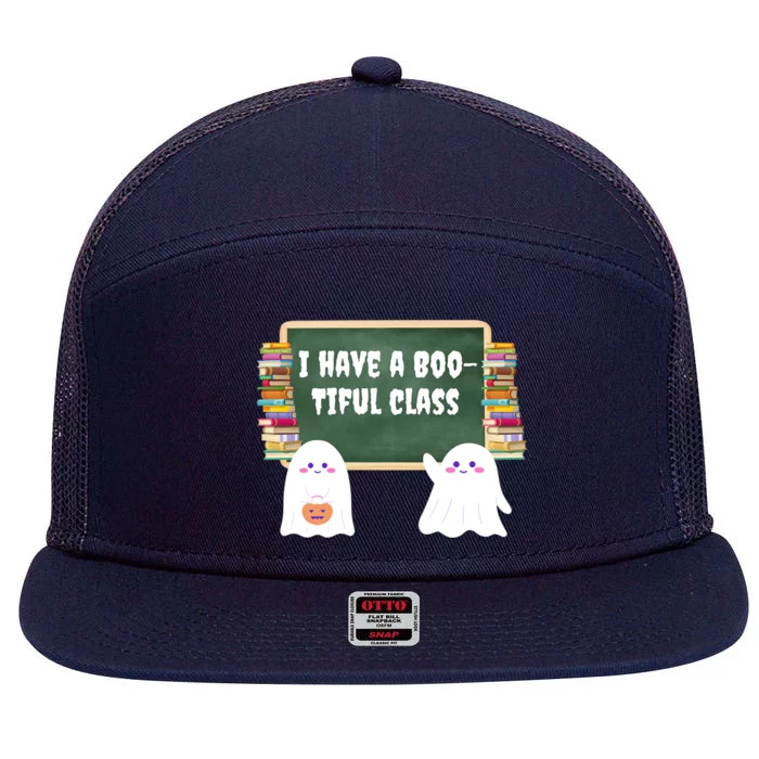 Halloween Teacher Cute Ghost I Have A BooTiful Class Gift 7 Panel Mesh Trucker Snapback Hat