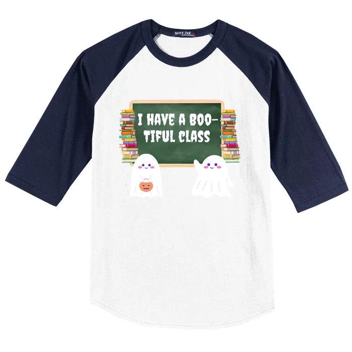 Halloween Teacher Cute Ghost I Have A BooTiful Class Gift Baseball Sleeve Shirt