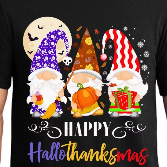 Halloween Thanksgiving Christmas Gnome Happy Hallothanksmas Pajama Set