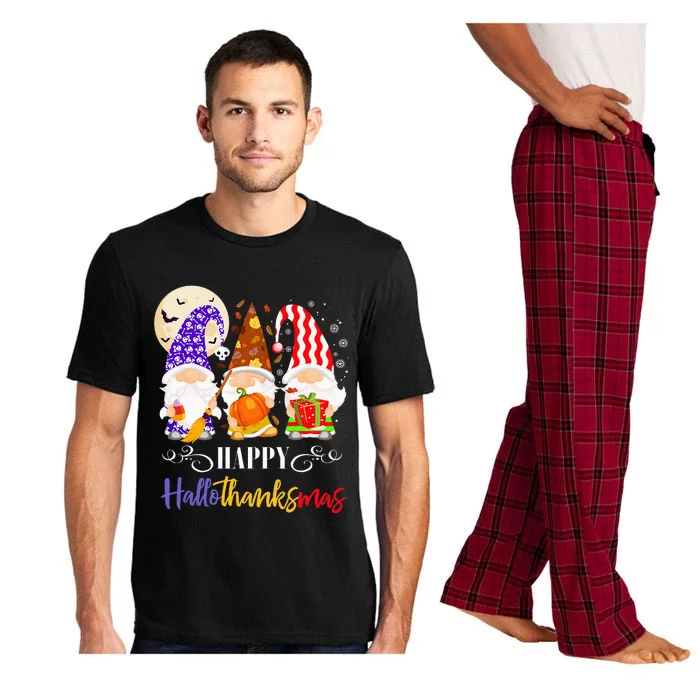 Halloween Thanksgiving Christmas Gnome Happy Hallothanksmas Pajama Set