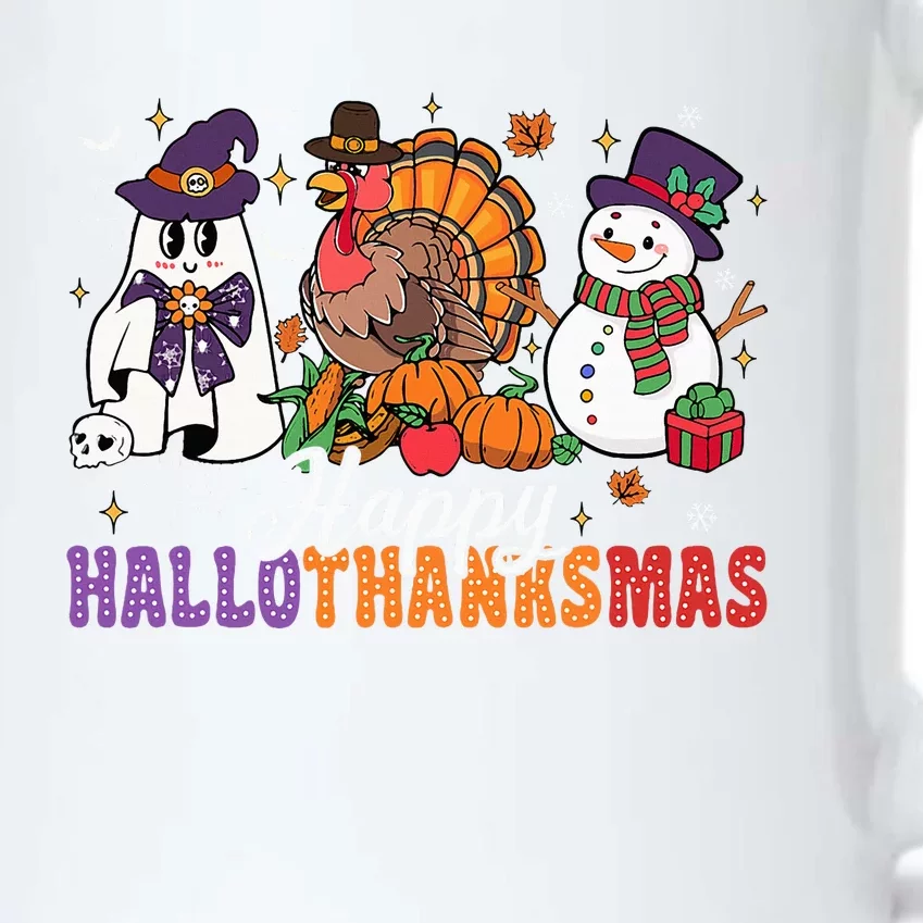 Halloween Thanksgiving Christmas Happy Hallothanksmas Black Color Changing Mug