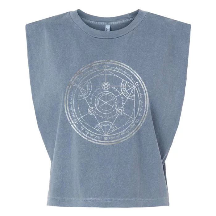 Human Transmutation Circle Silver Grunge Garment-Dyed Women's Muscle Tee