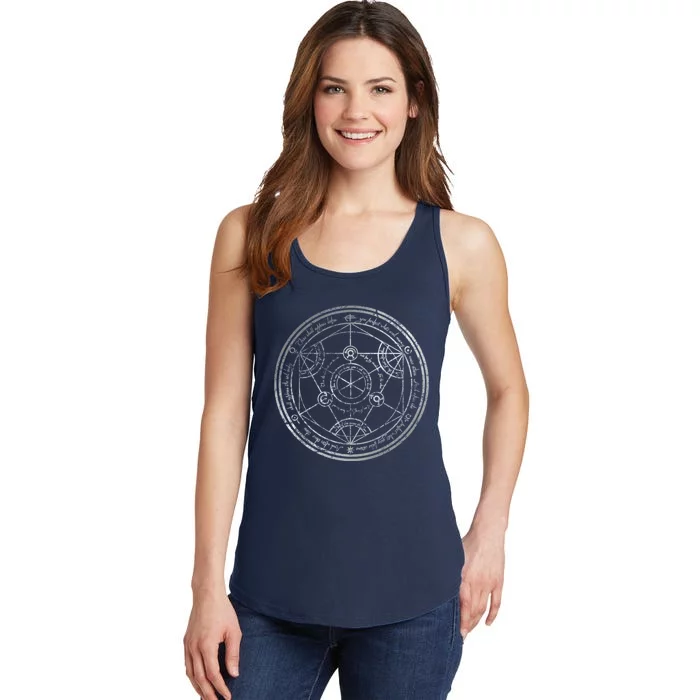 Human Transmutation Circle Silver Grunge Ladies Essential Tank