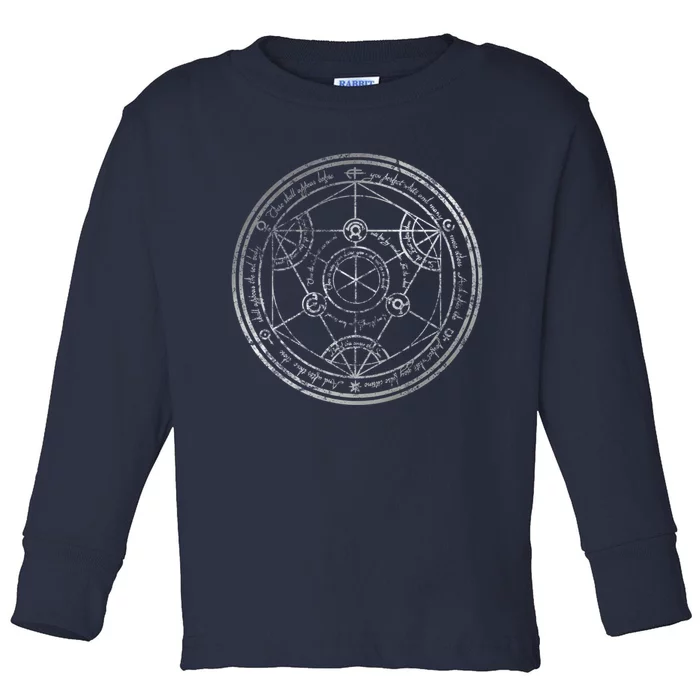 Human Transmutation Circle Silver Grunge Toddler Long Sleeve Shirt