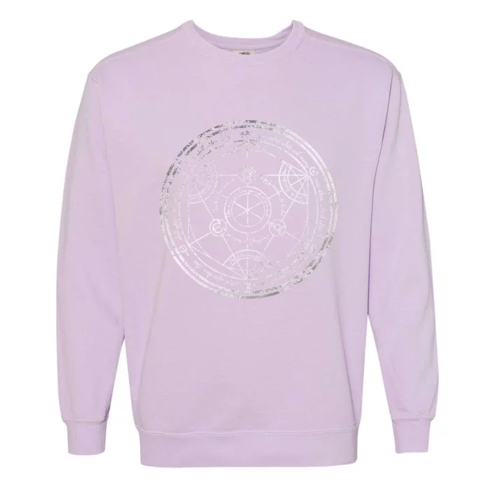 Human Transmutation Circle Silver Grunge Garment-Dyed Sweatshirt