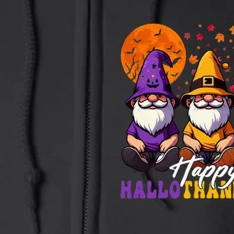 Halloween Thanksgiving Christmas Happy Hallothanksmas Gnomes Full Zip Hoodie