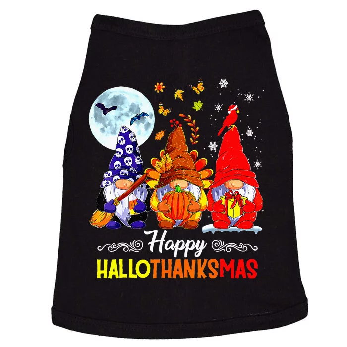 Halloween Thanksgiving Christmas Happy Hallothanksmas Gnomes Doggie Tank