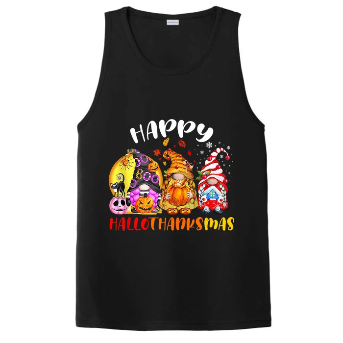 Halloween Thanksgiving Christmas Happy HalloThanksMas Gnomes Performance Tank