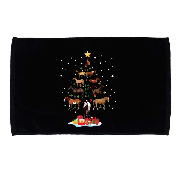 Horse Tree Christmas Horses Xmas Tee Gifts For Women Girl Microfiber Hand Towel