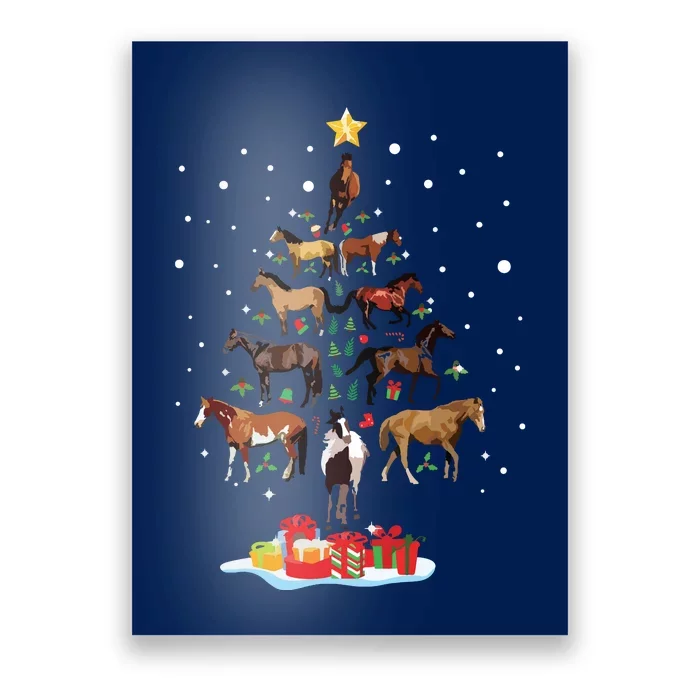 Horse Tree Christmas Horses Xmas Tee Gifts For Women Girl Poster