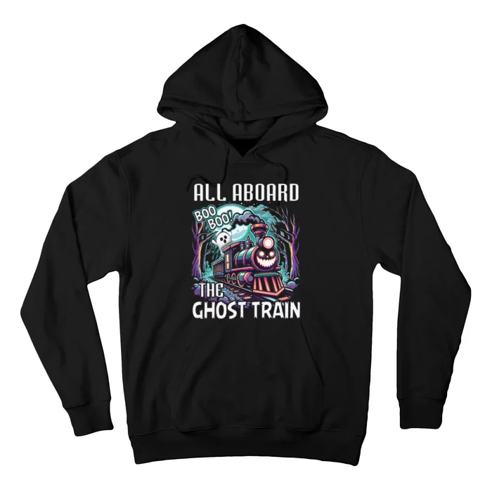 Halloween Train Choo Cho Locomotive All Aboard Railroad Hoodie