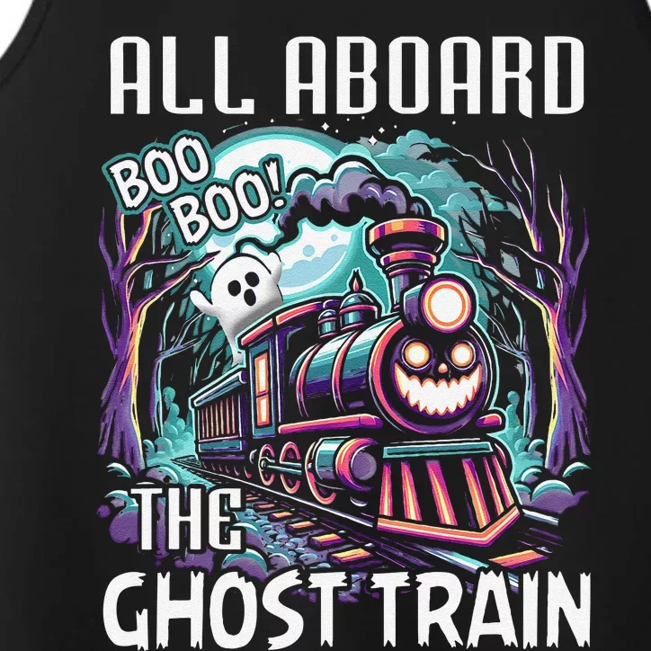 Halloween Train Choo Cho Locomotive All Aboard Railroad Performance Tank