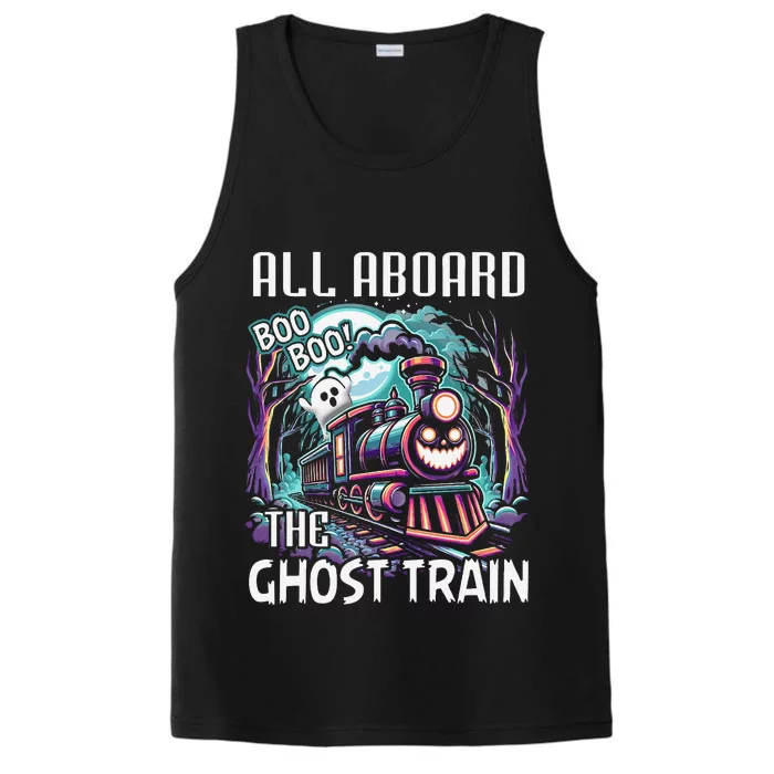 Halloween Train Choo Cho Locomotive All Aboard Railroad Performance Tank