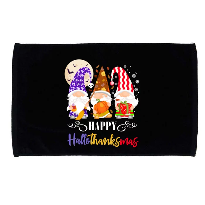 Halloween Thanksgiving Christmas Gnome Happy Hallothanksmas Gift Microfiber Hand Towel